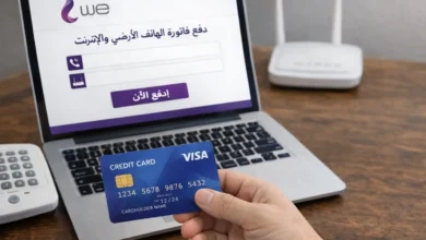 دفع فاتورة الأرضي والنت WE بالفيزا